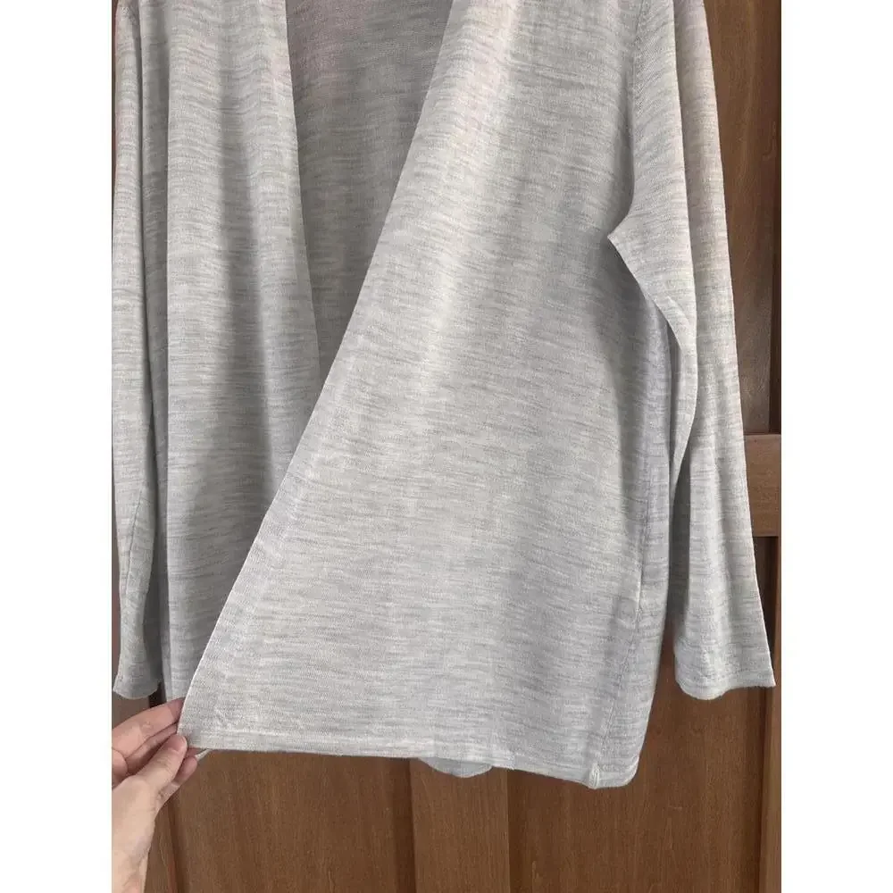 Eileen Fisher 100% Fine Merino Wool Open Front Cardigan Sweater Grey Women’s XL - Picture 5 of 13